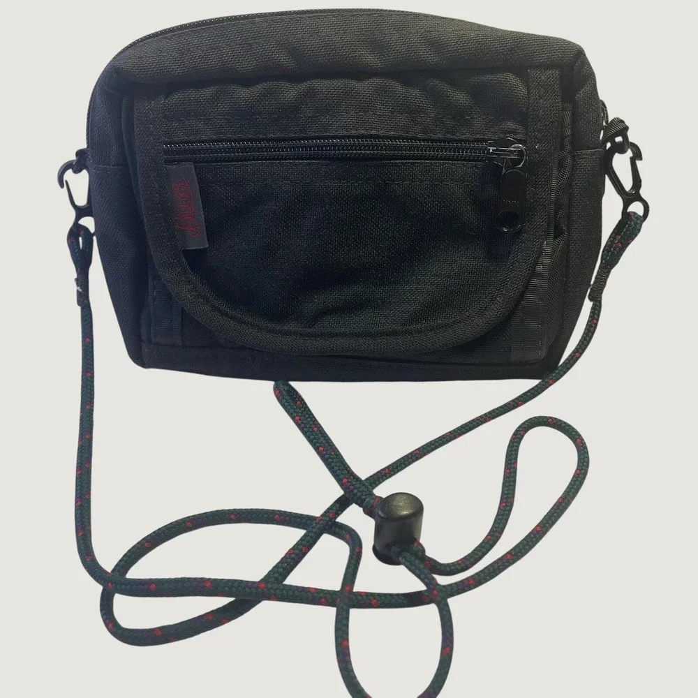 Bass Crossbody Bag Unisex Small Black Canvas Vintage Gorpcore Utility Pouch